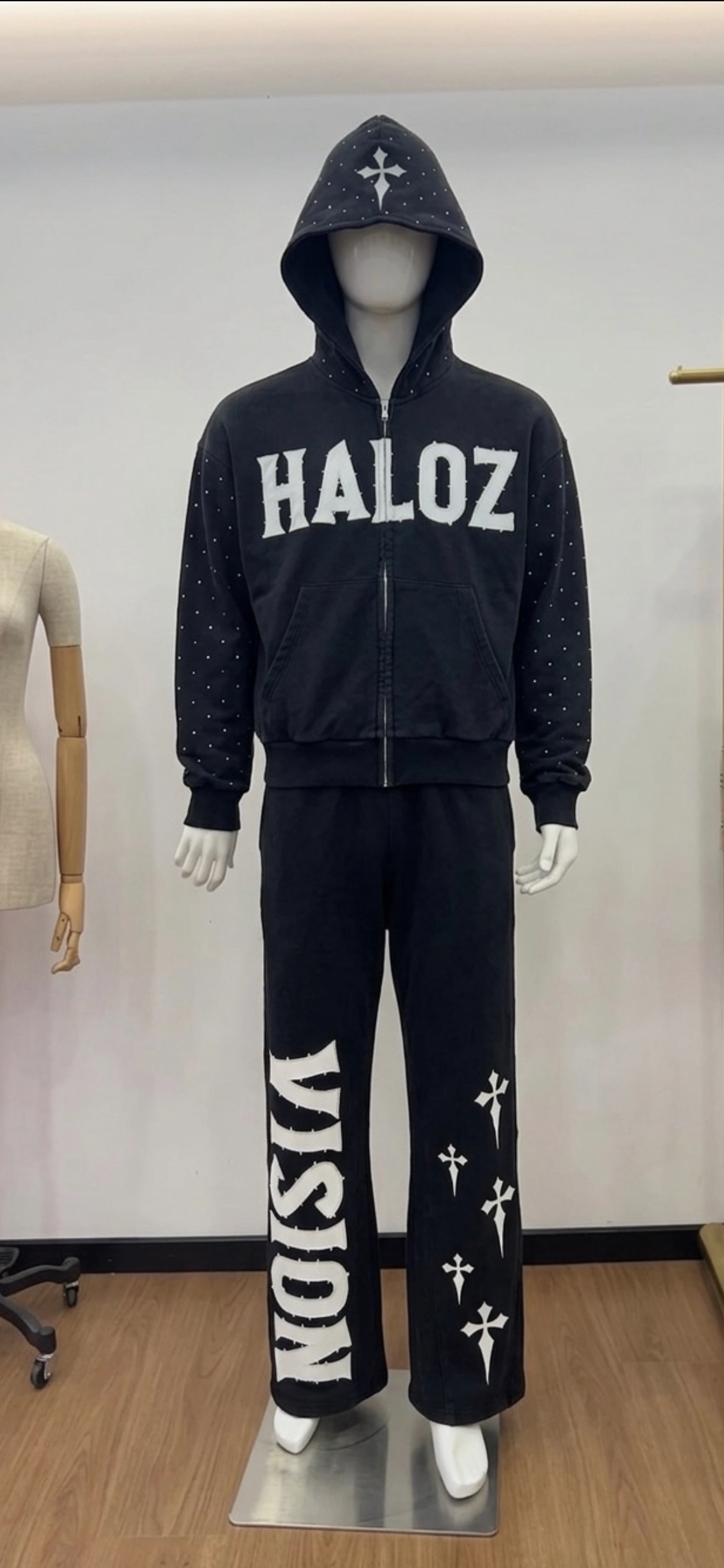 Acid Wash Embroidery Sweatsuit
