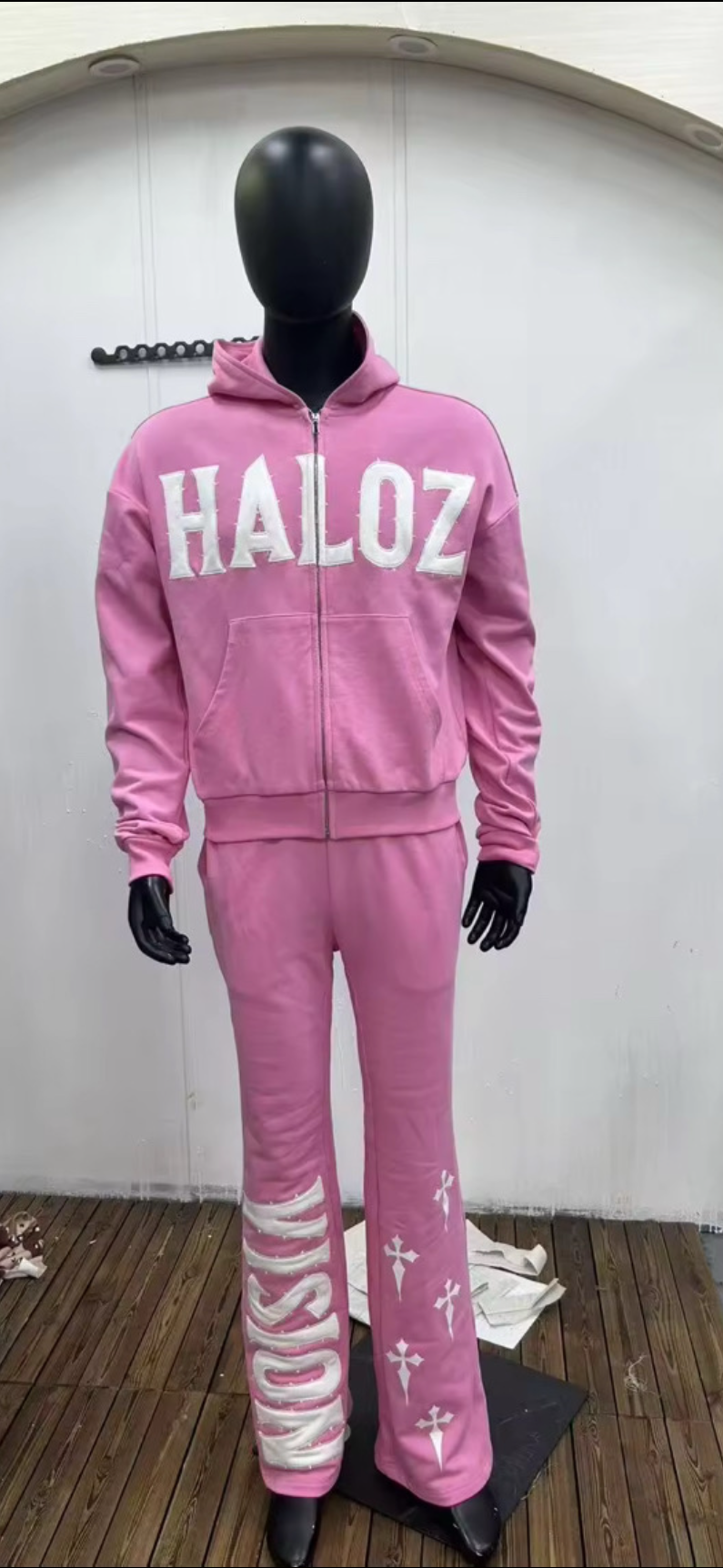 Acid Wash Embroidery Sweatsuit