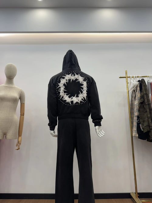 Acid Wash Puff Print Sweatsuit